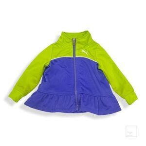Puma jacket full zip pockets neon green purple blue 12M 12 Months